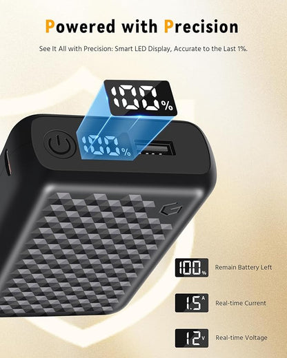 Wulcea 12v 18400mAh Power Bank High Capacity Type-C Input，USB Type-C DC Output Fast Charge for Graphene Heated Jacket Heated Vest Long Lasting Portable Charger Digital Display for Genovega VERGOO