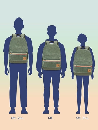 Ocean Pacific OG Corduroy Backpack for Travel, Sports, Beach, Work, Casual Daypack for Men Women Fits 15.6 Inch Laptop (Olive)