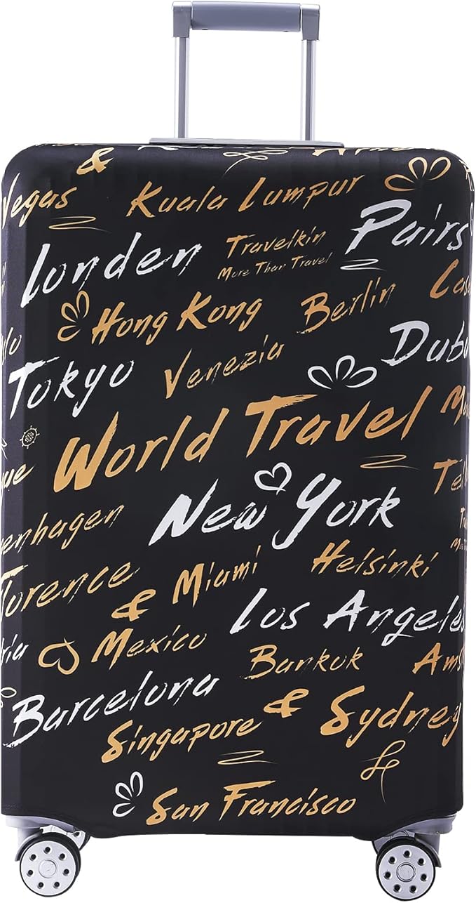 Travelkin Luggage Covers For Suitcase Tsa Approved,Suitcase Cover Protector Fit 18-32 Inch Luggage (World City, XL)