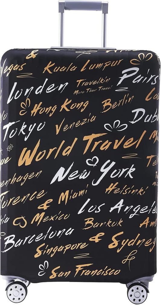 Travelkin Luggage Covers For Suitcase Tsa Approved,Suitcase Cover Protector Fit 18-32 Inch Luggage (World City, XL)