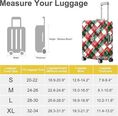 FOREVER QUEEN Red green grid Luggage Cover Suitcase Protector Suitcase Cover Anti-Scratch,Stretchable Bag Cover Washable Durable Polyester