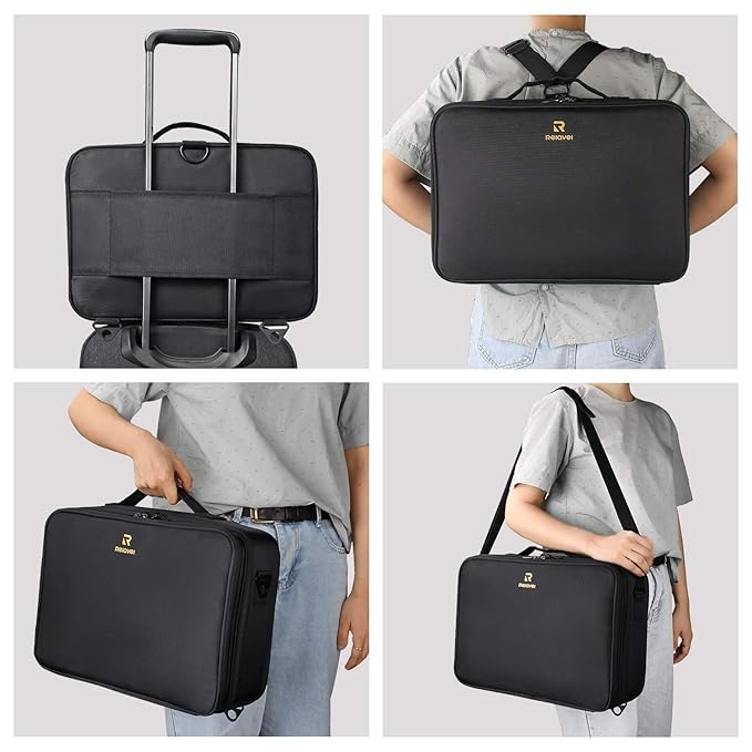 MONSTINA Large Capacity Makeup Case 3 Layers Cosmetic Organizer Brush Bag Barber Train Case Makeup Artist Box for Hair Curler Hair Straightener Brush Set and Cosmetics