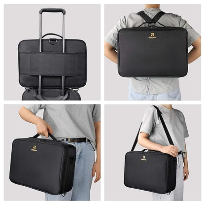 MONSTINA Large Capacity Makeup Case 3 Layers Cosmetic Organizer Brush Bag Barber Train Case Makeup Artist Box for Hair Curler Hair Straightener Brush Set and Cosmetics