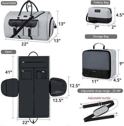 Garment Duffel Bag for Travel - ITIEZY Convertible Carry on Garment Duffel Travel Bag for Women Men Large Weekender Bag with Shoes Pouch 2 in 1 Hanging Suit Travel Duffel Bag 3pcs Set