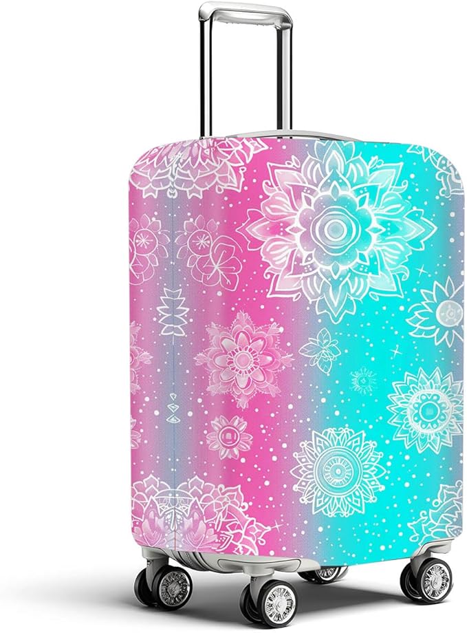 Gradient Mandala Luggage Cover Suitcase Protector Washable Anti Scratch Protective Sleeve Travel Accessories Baggage Covers Fits 22-24 Inch Suitcase Wraps and Covers for Luggage Essentials