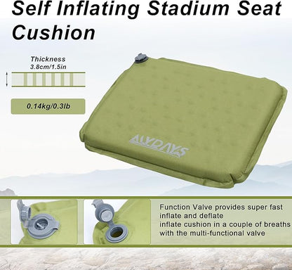 MYDAYS Inflatable Seat Cushion, Portable Stadium Seat Pad, Lightweight Chair Pad for Outdoor, Airplane, Travel, Stadium, Camping & Car