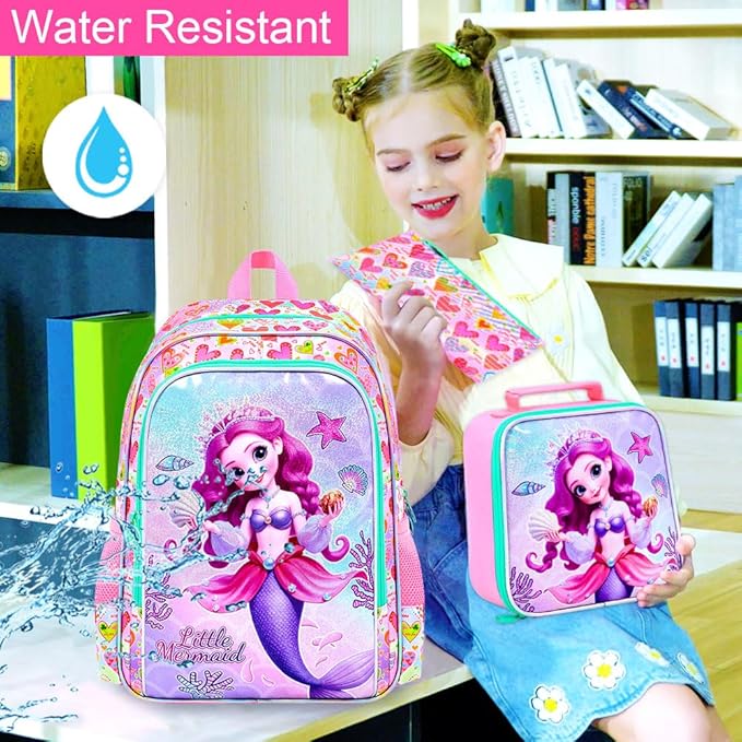 WZLVO 3PCS Kids Backpack for Girls, Unicorn Dinosaur Animal Prechool Elementary Kindergarten School Bookbag with Lunch Box