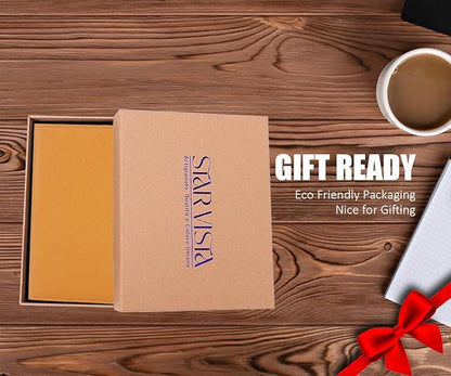 STAR VISTA Albatross Leather Travel Passport Holder, Minimalist Design, Calfskin Leather Case for Women and Men - Slim Passport Wallet, Bifold, RFID Blocking, Honey