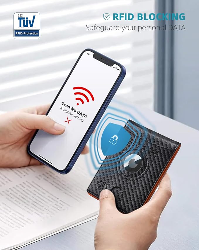 Zitahli Men's Wallets Airtag Holder Slim Rfid Leather with Gift Box