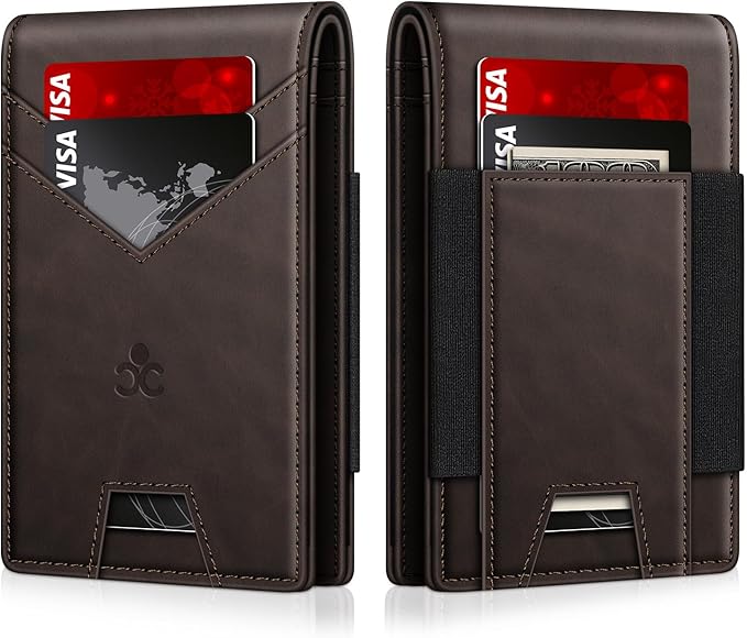 Wallet for Men Slim Leather Wallets for 13-17 Cards, RFID Blocking Thin Card Holder Wallet with ID Window & Large Capacity Cash Slot, Minimalist Bifold Small Wallet for Front Pocket, Gift for Men