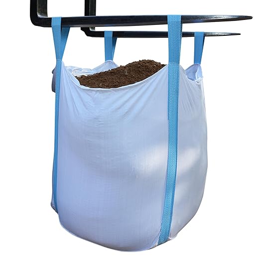 JINYUANDI 10 Pack FIBC Bulk Bag,Flexible Bulk Bags 1.5 Ton Bag, 35"L x 35"W x 43"H, 3300lbs SWL, Duffle Top Flat Bottom Heavy Duty, Woven Polypropylene Bags