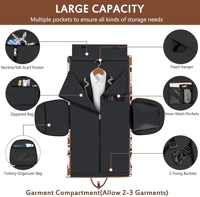 Garment Duffel Bag for Travel - Convertible Carry on Garment Duffel Travel Bag for Women Men Large Weekender Bag with Shoes Pouch 2 in 1 Hanging Suit Travel Duffel Bag 3pcs Set