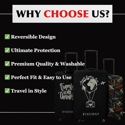 Reversible Luggage Covers & Protectors - Versatile & Washable Luggage & Suitcase Covers | Anti-Scratch Suitcase Cover for Travel (Charcoal Brown Departure, X-Large (72-78 x 49-54 x 29-33cm)