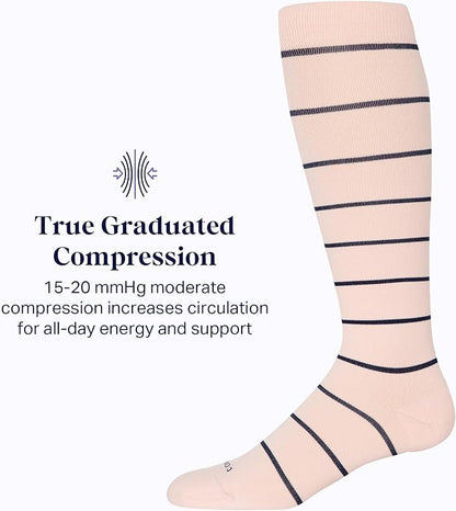 Comrad Nylon Knee High Socks - 15-20mmHg Graduated Compression Socks - Soft & Breathable Support Unisex Socks