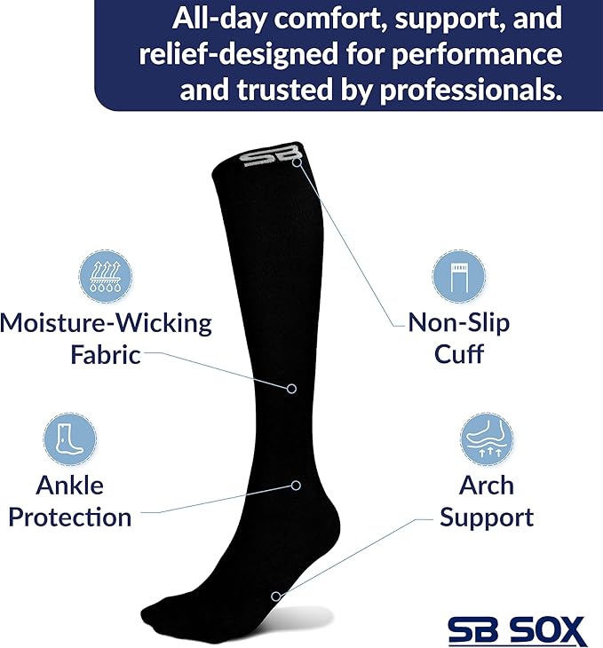 SB SOX Lite Compression Socks for Men & Women (15-20mmHg) – Best Compression Socks for Travel, Sports, and Daily Wear - XXL Sizes too!