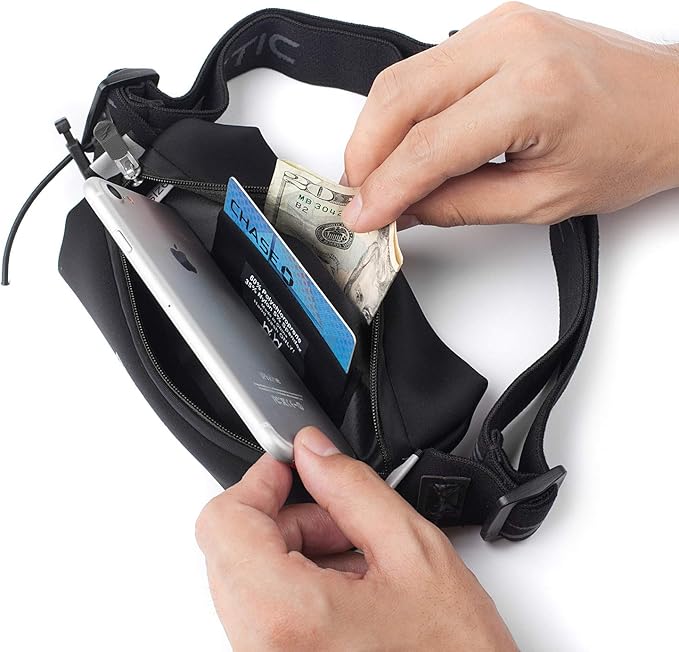 Fitletic Neo Race Belt, Black | Unique No Bounce Design for Marathon, Triathlon, Trail, 5k, 10k | Running Belt | N01R-01