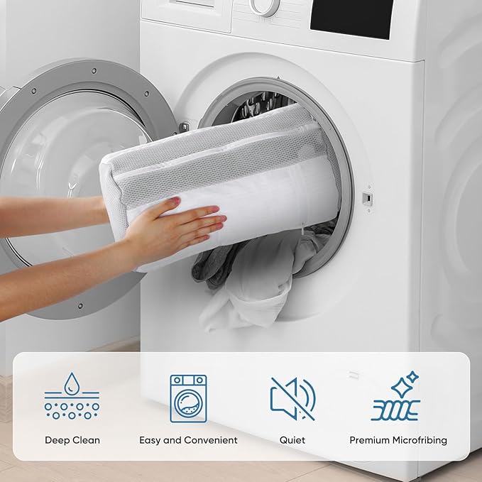 Shoe Washing Machine Bag 2Pack - Reusable Shoe Laundry Bag with Mesh Socks Bag - 360°Deep Protective Cleaning Bags for Sneakers Delicate Footwear - Home Dorm Travel Essentials, White