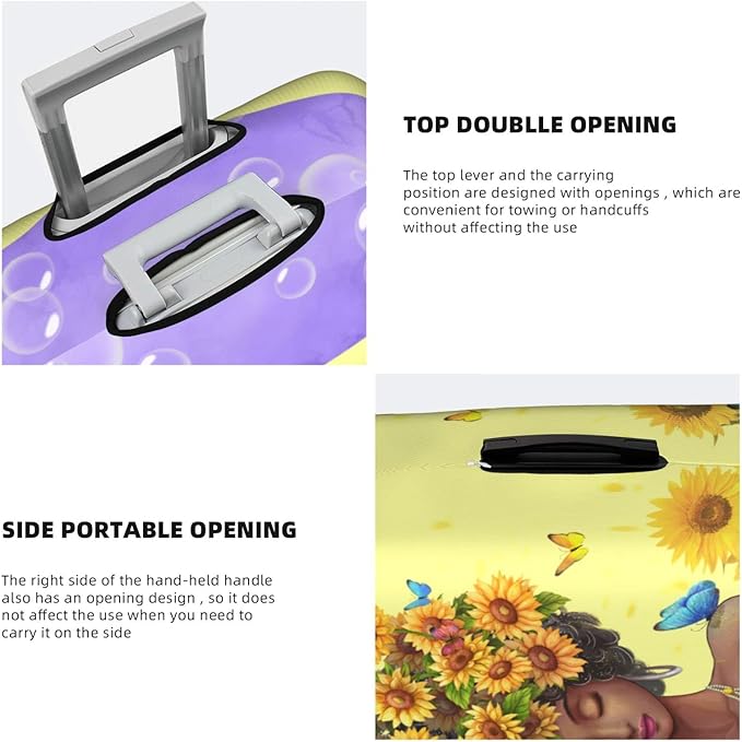 Washable Suitcase Protector - Anti-scratch Luggage Cover for Small Suitcases - African American Afro Black Girl