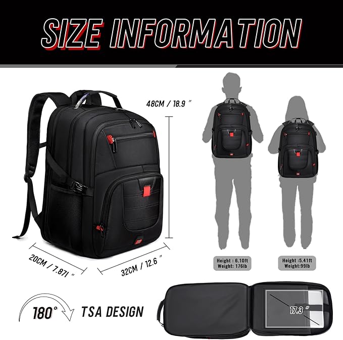 Z-MGKISS Travel Backpack, 50L Extra Large Travel Laptop backpack, Travel Backpack for Men Women with TSA Airline Approved Luggage Bussiness Backpack, Black