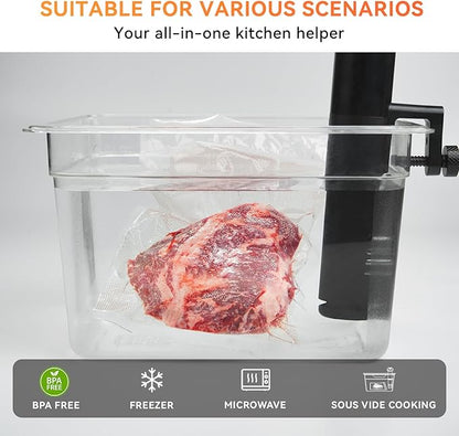 Rolls with Dispenser - 4 Pack 2 Rolls 8"x20' & 2 Rolls 11"x20', Vacuum Sealer Bags, Leakproof Heavy Duty Food Storage for Sous Vide, Meal Prep, Freezer, Compatible with Food Saver, Wevac Core