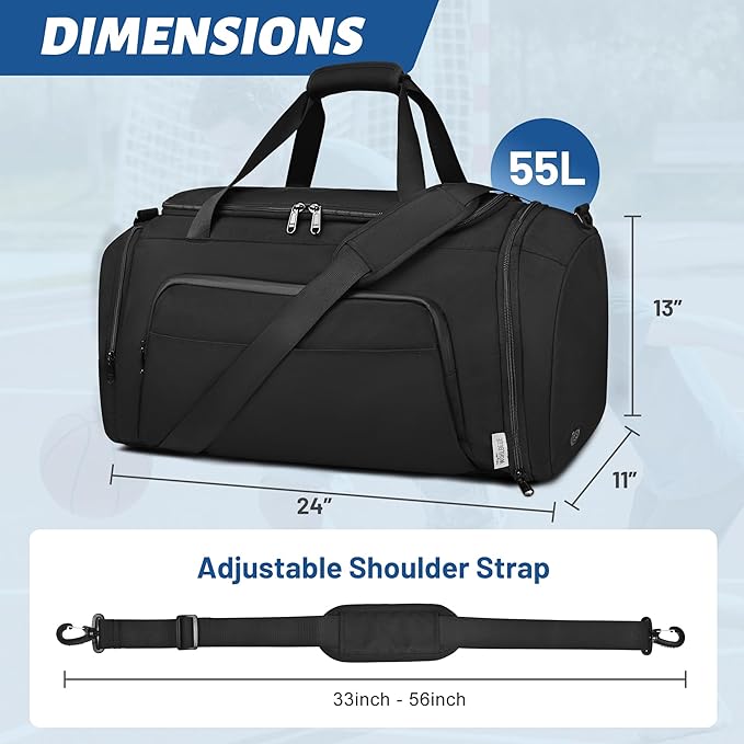 Duffle Bag for Men Travel Duffel Bags with Shoe Compartment Carry On Bag with Luggage Sleeve Overnight Weekend Gym Bag with Wet Pocket Carry On Luggage Bags
