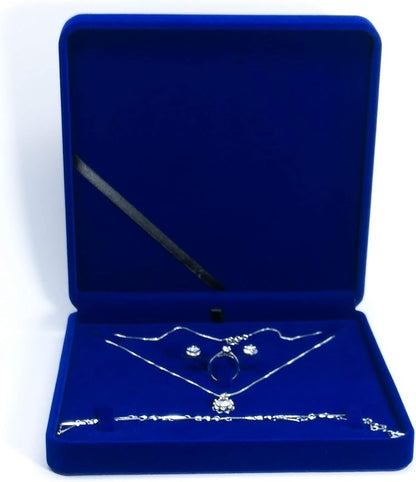 Jewelry Set Velvet Box Necklace Earring Ring Necklace Bracelet Gift Display Case Wedding Jewelry Storage Holder (Royal Blue)