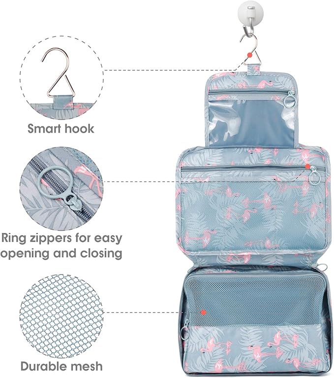 Narwey Small Hanging Travel Toiletry Bag for Women, Travel Bag for Toiletries, Makeup Bag Organizer Cosmetic Bags Make Up Bags for Girls