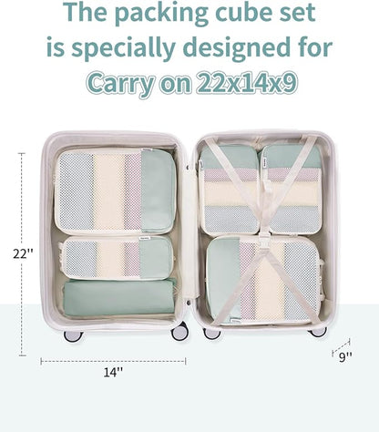 Narwey 6 Set Compression Packing Cubes for Travel Kids Women Carry on, Packing Organizers Bag for Backpack Luggage Suitcase Duffle Bags