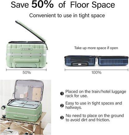 Hanke 26 Inch Large checked Luggage PC Hard Shell luggage Top Opening Aluminum Frame Travel Luggage Suitcases with Wheels for Woman Men.(Bamboo Green)