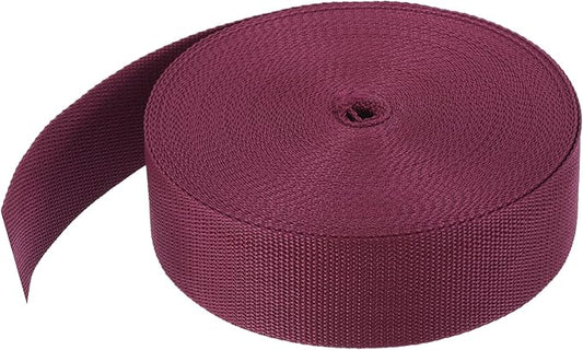 MECCANIXITY Lightweight Polypropylene Webbing Strap 2" 25 Yard Backpack Strapping Band Dark Red for Outdoor Luggage Cargo Straps