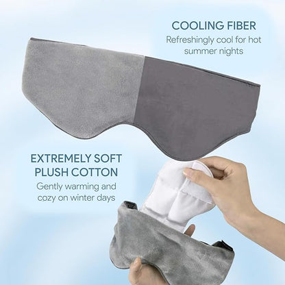 Sleep Set – Weighted Eye Mask with Removable Inserts + Soft Silicone Earplugs (White & Green) – Comfort Sleep Bundle for Travel, Relaxation & Noise Reduction