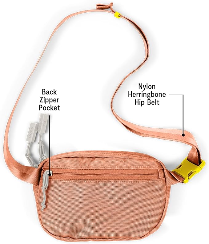 Baboon to the Moon Fanny Pack - Trendy, Compact, Water-Repellent Waist Bag in Multiple Colors and Sizes for Men and Women (Sunset Coral, Mini (1.5L))