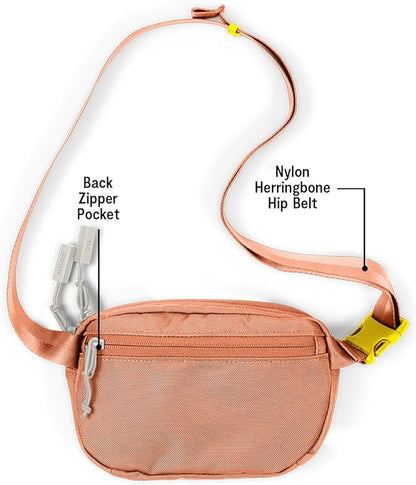 Baboon to the Moon Fanny Pack - Trendy, Compact, Water-Repellent Waist Bag in Multiple Colors and Sizes for Men and Women (Sunset Coral, Mini (1.5L))