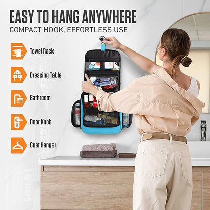 VENTURE 4TH Hanging Travel Toiletry Bag for Women & Men - Travel Organizer with Expandable Compartments & Removable Clear Pouch for Toiletries (Light Blue)