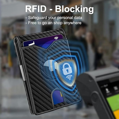 Airtag Wallet for Men,with Money Clip 11 Cards Slim Front Pocket Leather RFID Blocking Wallet with Gift Box