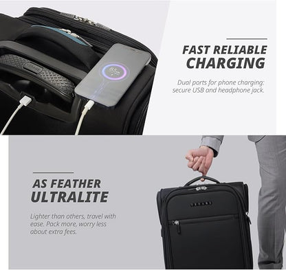 Verage Under Seat Luggage with Wheels, Softside Small Suitcase Spinner Carry On Luggage Bags for Airlines Airplanes Short Trip Men Women (Black, 14-Inch Underseat)