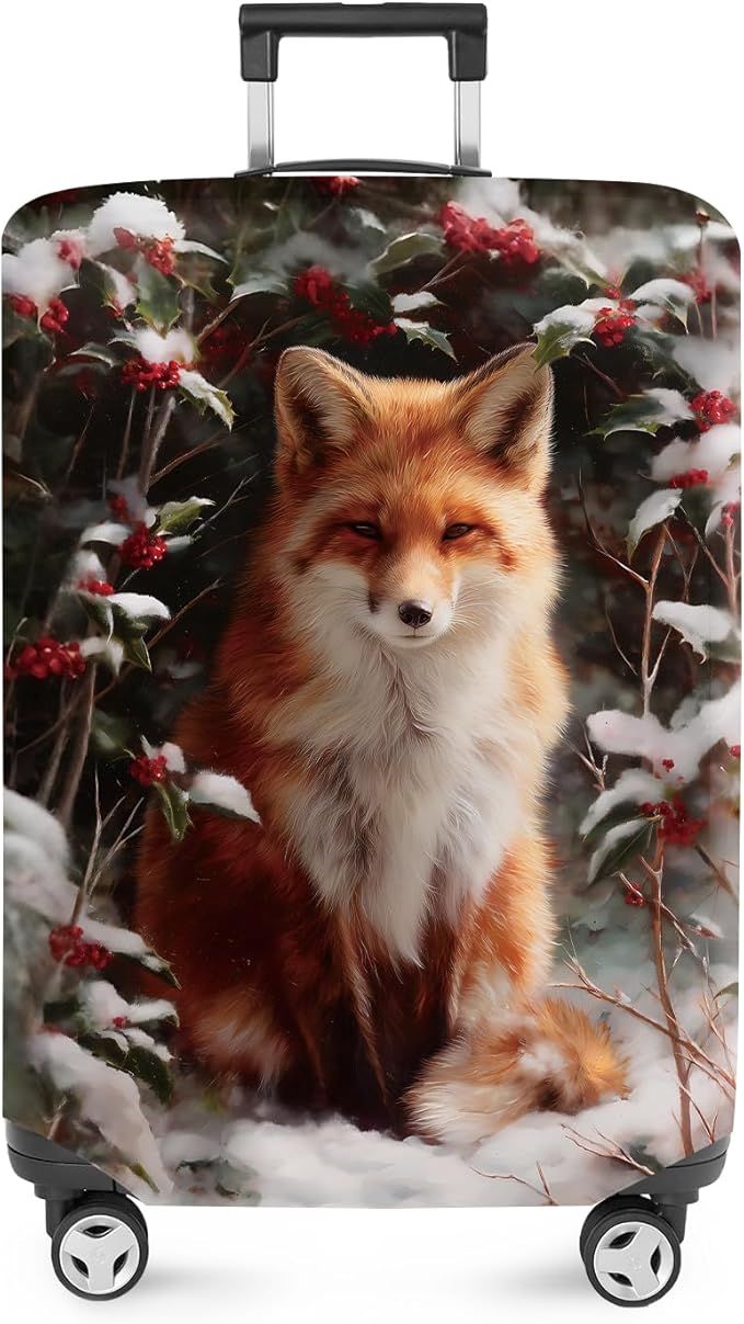 FOREVER QUEEN Winter - Fox Luggage Cover Suitcase Protector Suitcase Cover Anti-Scratch,Stretchable Bag Cover Washable Durable Polyester
