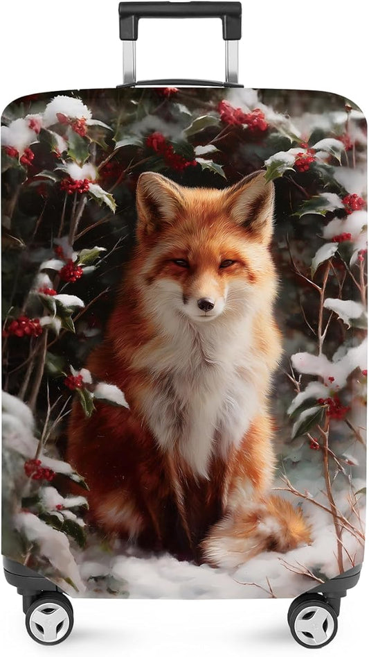 FOREVER QUEEN Winter - Fox Luggage Cover Suitcase Protector Suitcase Cover Anti-Scratch,Stretchable Bag Cover Washable Durable Polyester