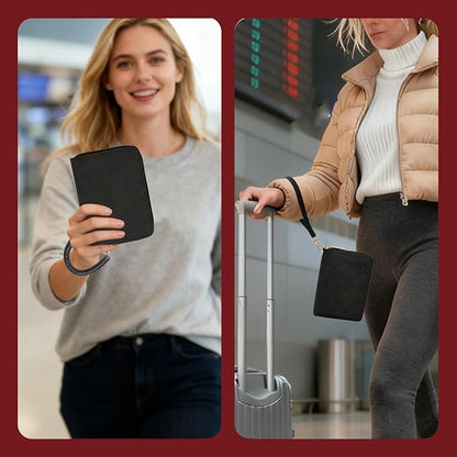 Passport Holder with Tether and Clip to Prevent Loss and Theft, Rfid Passport Holder for Travel, Passport Cover, Wallet & Case for Men and Women (With Tether and Clip)