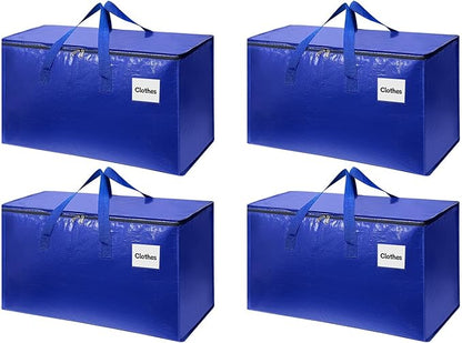 Moving Bags with Zipper - Extra Large Space Saving Totes for Storage, Heavy-Duty Tool Bag with Carrying Handles, Ideal for Camping & Travel, Tag Pocket Included