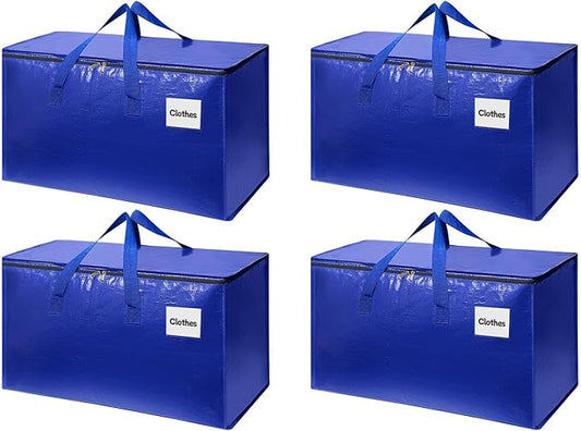 Moving Bags with Zipper - Extra Large Space Saving Totes for Storage, Heavy-Duty Tool Bag with Carrying Handles, Ideal for Camping & Travel, Tag Pocket Included