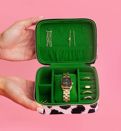 Kate Spade New York Small Travel Jewelry Case, Travel Box, Holder Organizer for Rings, Necklaces, Earrings, Bracelets, Modern Leopard, Modern Leopard, Modern