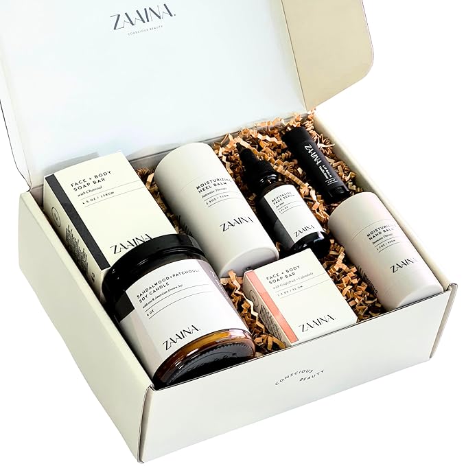 ZAAINA Men’s Self Care Package, Relaxation Spa Gift Set for Him - Luxury Natural Handmade Grooming Kit for Husband Dad Friend, Birthday & Christmas Gifts for Men (Premium Set with Sandalwood Candle)