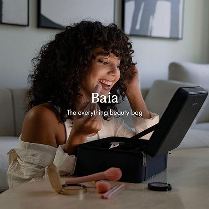 Vanity Planet Baia Black LED Lighted Travel Makeup Bag With Customized Storage