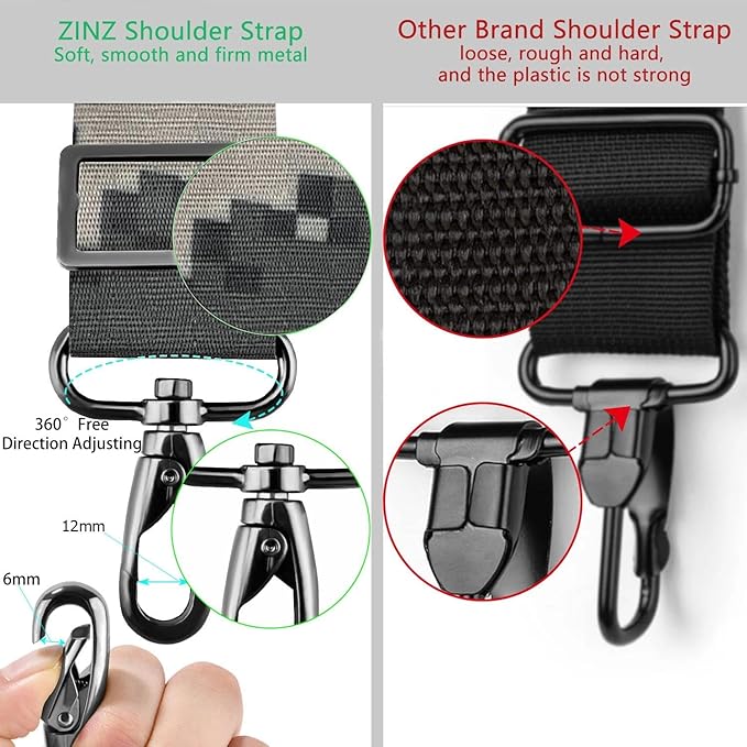 ZINZ Shoulder Strap Universal Bag Strap - 78" Ultra-Thick Padded with Dual Balanced Adjustable Buckles for Briefcase, Travel, Sports, Laptop, Crossbody Bag，Camouflage Gray