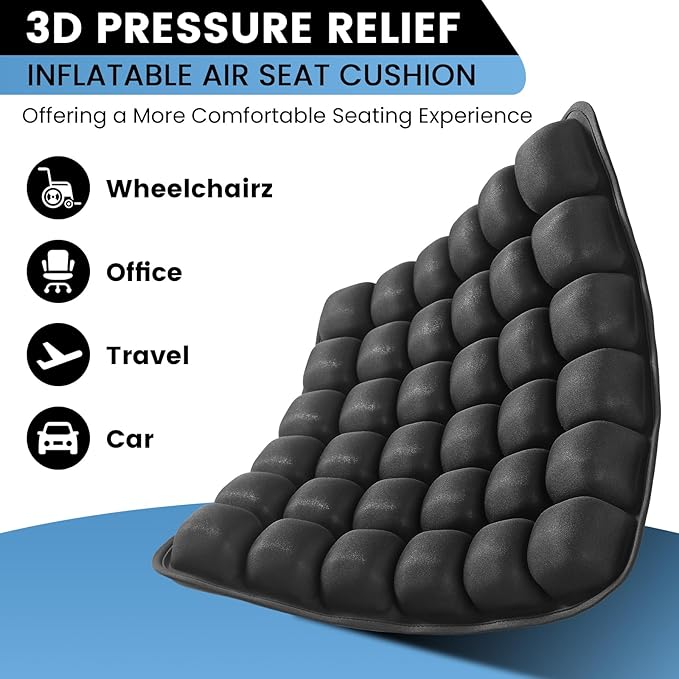 Travel Cushion, Inflatable Travel Cushion Airplane Seat Cushion for Long Flights, Portable Car Seat Cushions for Office Chair, Wheelchair, Camping, Home Living
