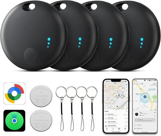 Air Tracker Tags for Android or iOS, Dual System Both iOS and Android Tracker, Find My or Find Hub App, Smart Tracker Tags with Key Ring, Key Finder/Luggage Tracker for Keys,Wallets,Bags