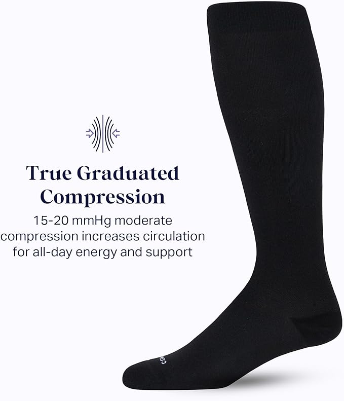 Comrad Nylon Knee High Socks - 15-20mmHg Graduated Compression Socks - Soft & Breathable Support Unisex Socks
