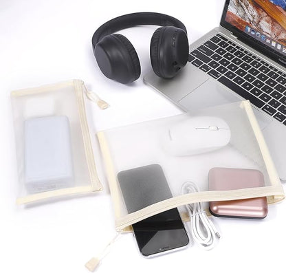 12 Pieces Zipper Nylon Mesh Pouch, Mesh Cosmetic Bags Makeup Bags Pencil Case, Multipurpose Travel Bags for Cosmetic School Office Supplies and Travel Accessories (Beige, A5+B6)