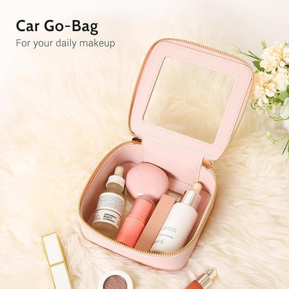 Aveniee Clear Makeup Bag Set (2-Piece Mini & Midi) - Travel Toiletry Organizer for Women, Waterproof Cosmetic Pouch & Car Accessory for Travel Size Toiletries, Pink
